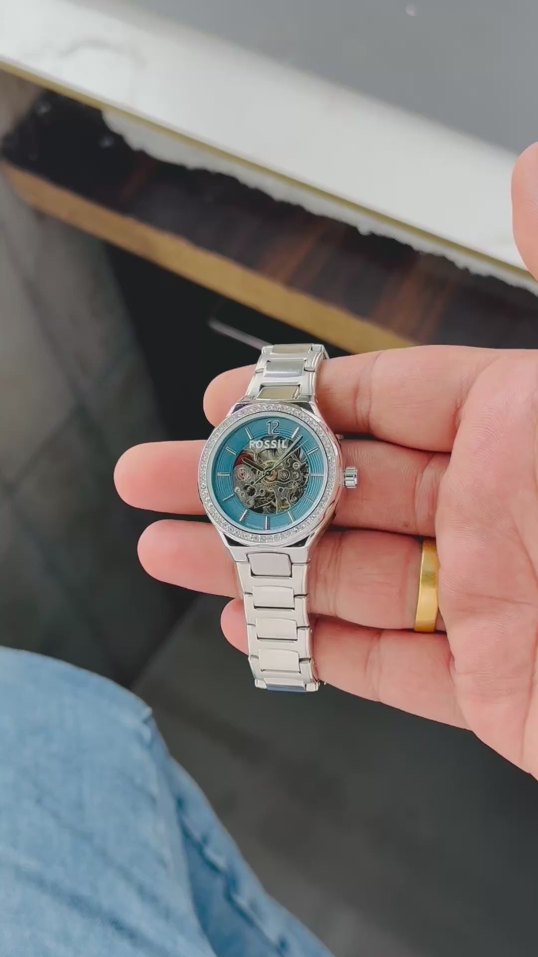 Load video: Fossil Eevie Skeleton Premium Automatic Collection For Women
